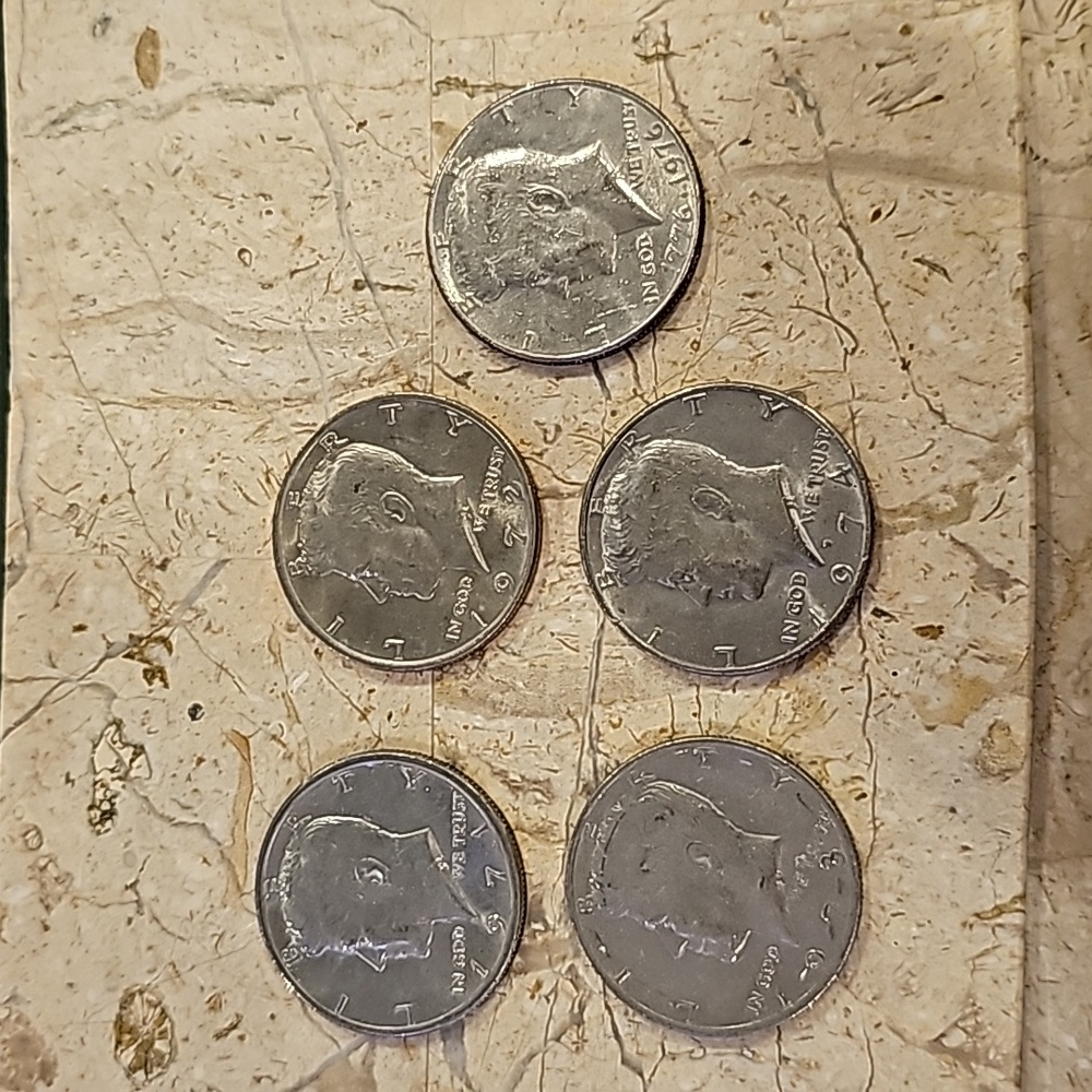 Half dollar USA coins 1971, 1972, 1973, 1974, 1976